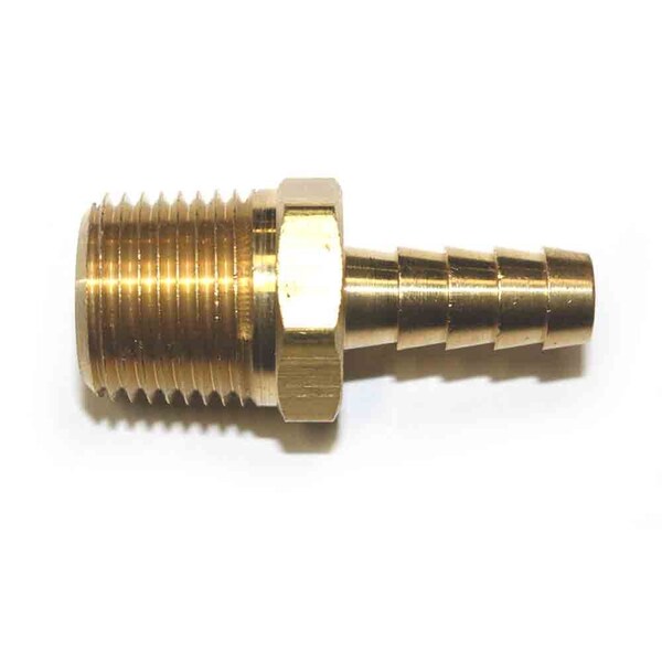Interstate Pneumatics Brass Hose Barb Fitting, Connector, 3/8 Inch Barb X 1/2 Inch NPT Male End, PK 6 FM86-D6 - main